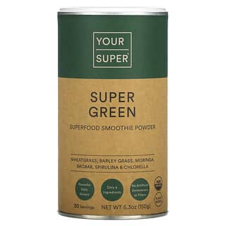 Your Super, Super Green, Poudre pour smoothies aux superaliments, 150 g