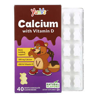 YumV's, كالسيوم مع فيتامين د، بنكهة الشوكولاتة البيضاء، 40 قطعة