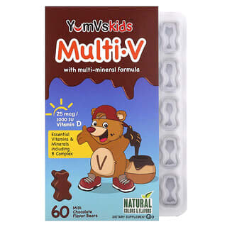 يام-فيز‏, للأطفال ، تركيبة Multi V مع العديد من المعادن ، شوكولاتة بالحليب ، 60 دببة