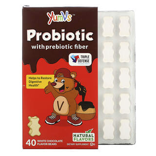 YumV's, 含益生元纤维的益生菌，白巧克力，40 颗小熊糖