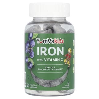 YumV's, Iron with Vitamin C Gummies, Fruchtgummis mit Vitamin C, Traube, 60 Fruchtgummis
