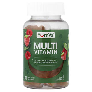 YumVs, Multivitamínico para adultos, Sabor a frambuesa, 60 vitaminas de gelatina