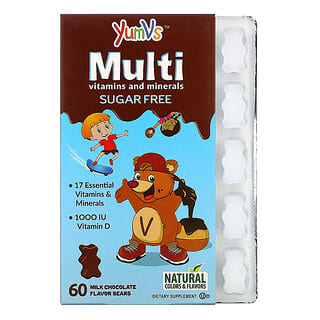 يامفيز‏, Mult Vitamins and Minerals, Milk Chocolate, Sugar Free, 60 Flavor Bears