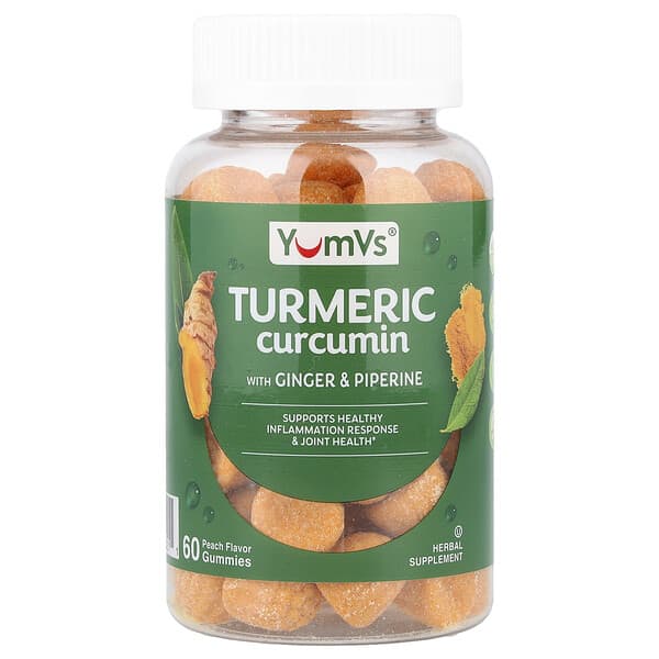 Turmeric Curcumin With Ginger & Piperine Gummies, Peach, 60 Gummies