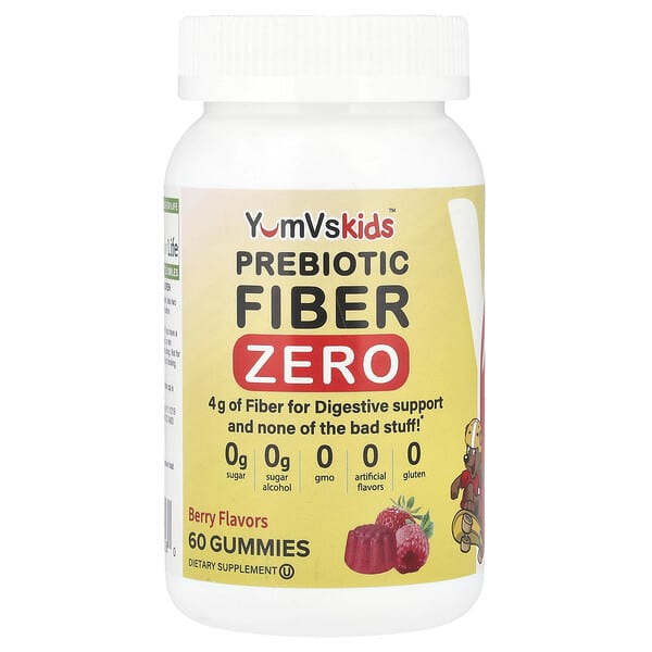 YumVs, Fibres prébiotiques zéro, Baies, 4 g, 60 gommes (2 g par gomme)