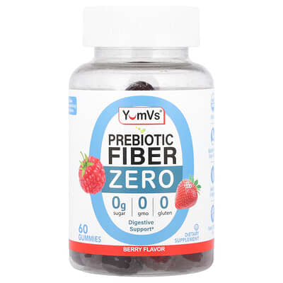 YumVs, Prebiotic-Free Fiber Gummies, Berry Flavor, 60 Gummies
