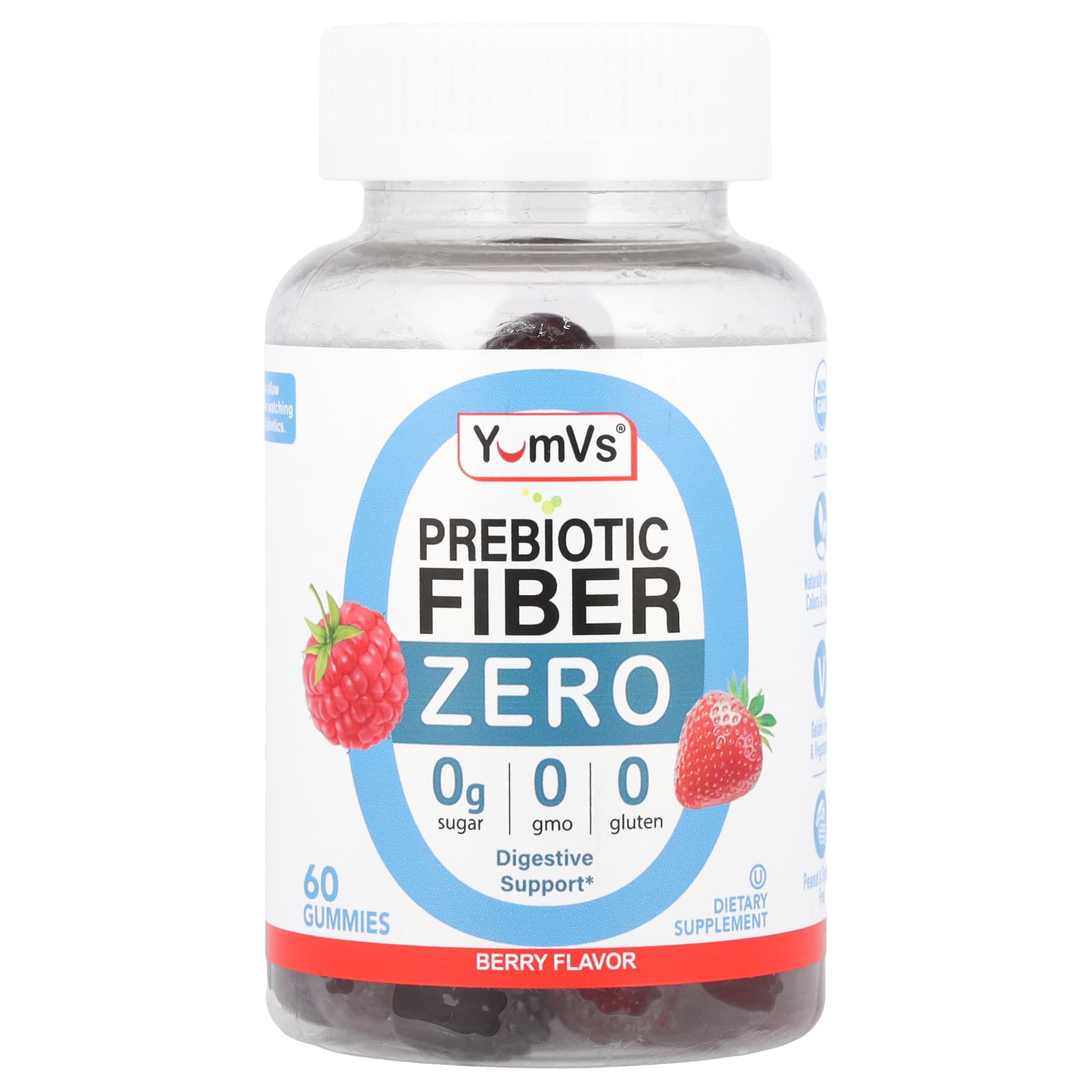 ゼロ プレバイオティクスファイバーグミ、ベリー、グミ60粒