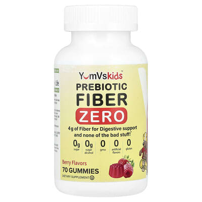 YumVs, Kids&trade;, Prebiotic Fiber Zero Gummies, Berry, 70 Gummies