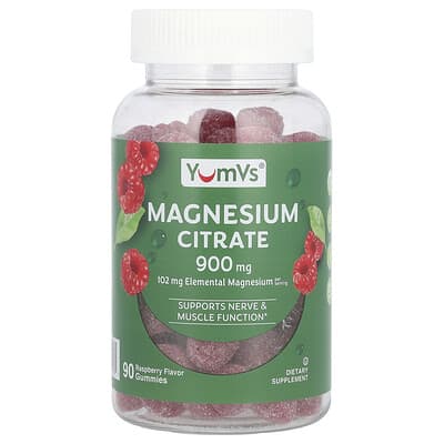 YumVs, Magnesium Citrate, Raspberry, 900 mg, 90 gummies (300 mg each gummy)