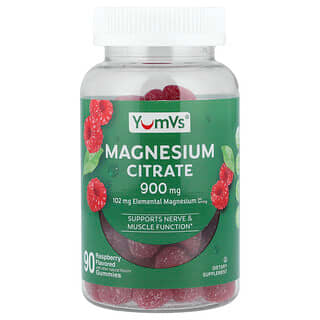 YumVs, Magnesiumsitrat, bringebær, 90 gummier (300 mg per gummi)
