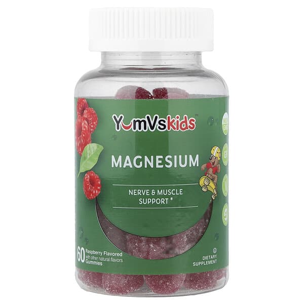 YumVs, Kanak-kanak, Gula-gula Getah Magnesium, Rasberi, 60 Gula-gula Getah