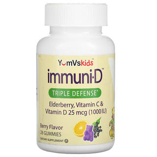 YumVs, Immuni D Triple Defense, Berry, 25 mcg (1000 IU), 28 Gummies