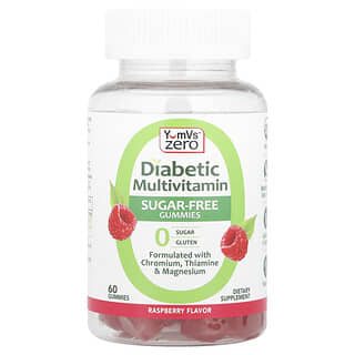 YumVs, Zero Diabetic Multivitamin Gummies, Multivitamin-Fruchtgummis für Diabetiker, Himbeere, 60 Fruchtgummis