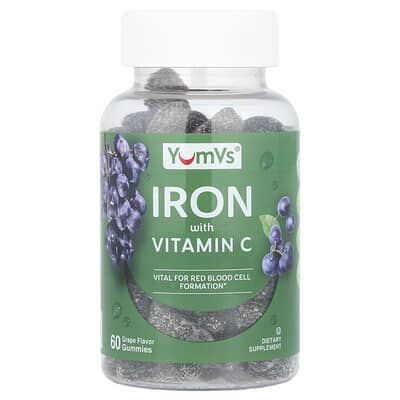 YumVs, Iron & Vitamin C, Grape Flavor, 60 Gummies