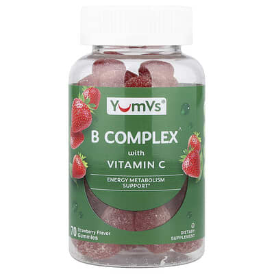 YumVs, B Vitamin Complex with Vitamin C, Gummies, Strawberry, 70 Gummies