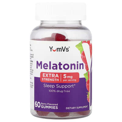 YumVs, Melatonin Gummies, Berry Flavor, 60 Gummies (2.5 mg Each)