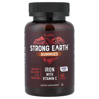 YumVs, Strong Earth Gummies, C Vitaminli Demir, Üzüm, 60 Sakız