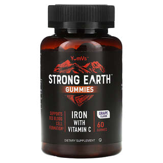 YumV's, Strong Earth, железо с витамином C, виноград, 60 жевательных таблеток