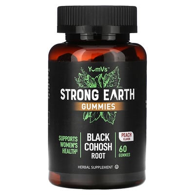 YumVs, Strong Earth Gummies, Black Cohosh Root, Peach, 60 Gummies