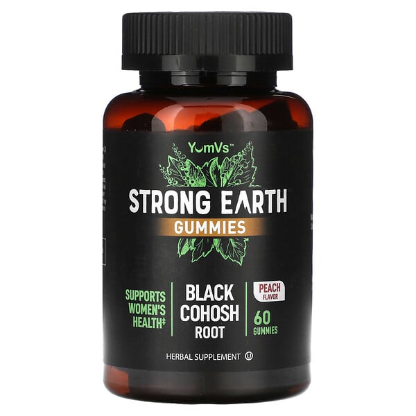 YumVs Strong Earth Gummies, Black Cohosh Root, Peach, 60 Gummies
