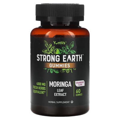 YumVs, Strong Earth Gummies, Extract, Strawberry Flavor, 4000 mg, 60 Gummies (2000 mg per gummy)