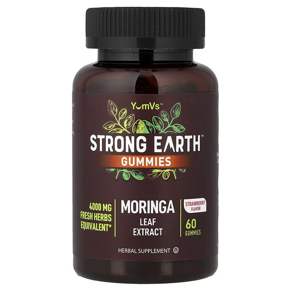 YumVs, Strong Earth™ Gummies, Moringa Leaf Extract, Strawberry, 60 Gummies (200 mg per Gummy) — product photo 1