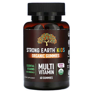 YumV's, Gommes biologiques Strong Earth pour enfants, multivitamines, baies, 60 gommes
