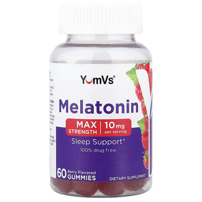 YumVs, Melatonin Gummies, Extra Strength, Berry Flavor, 60 Gummies
