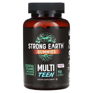 YumV's, Strong Earth, жевательные мармеладки для подростков, малина, 90 жевательных таблеток