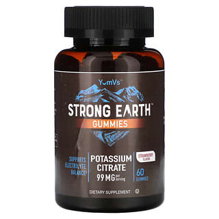 YumV's, Permen Jeli Strong Earth, Kalium Sitrat, Rasa Stroberi, 99 mg, 60 Permen Jeli (49,5 mg per Permen Jeli)