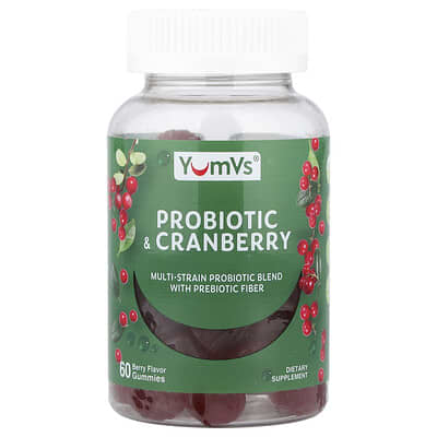 YumVs, Probiotic Cranberry Gummies, Berry Flavor, 60 Gummies