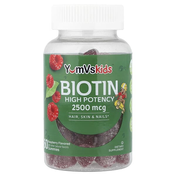 YumVs, Biotin, Raspberry, 2,500 mcg, 60 Gummies