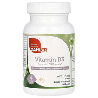 Zahler, Vitamine D3, 25 µg (1000 UI), 250 capsules à enveloppe molle