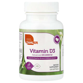 Zahler, Vitamin D3, napredna D3 formula, 50 mcg (2000 IU), 120 mekih gelova