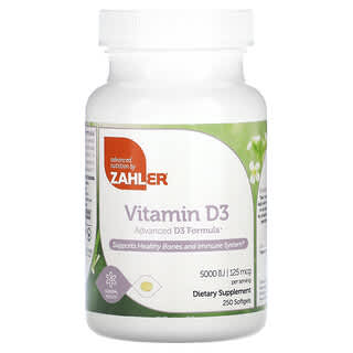 Zahler, Vitamin D3, Advanced D3 Formula, 125 mcg (5,000 IU), 250 Softgels