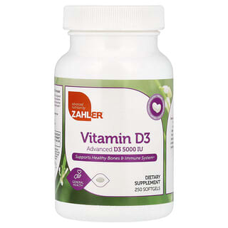 Zahler, Vitamina D3, D3 Avançada, 250 Cápsulas Softgel (125 mcg (5.000 UI) por Cápsula Softgel)