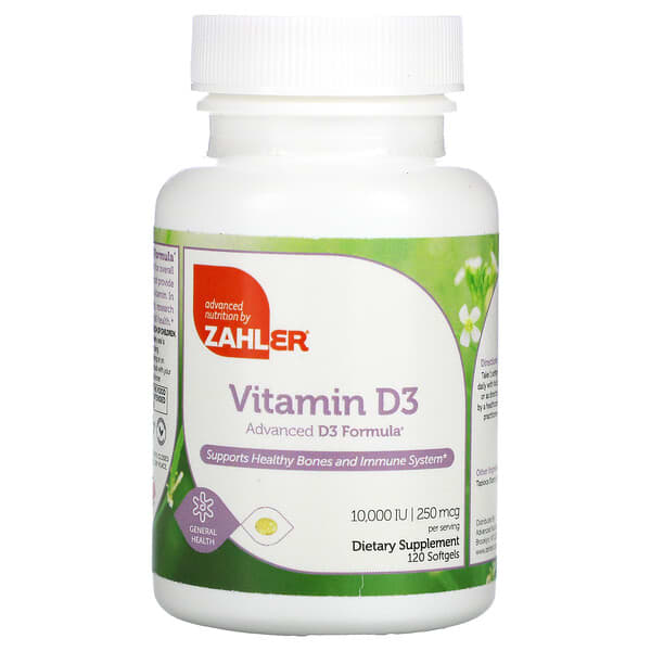 Zahler, Vitamin D3, Advanced D3 Formula, 250 mcg (10,000 IU), 120 Softgels