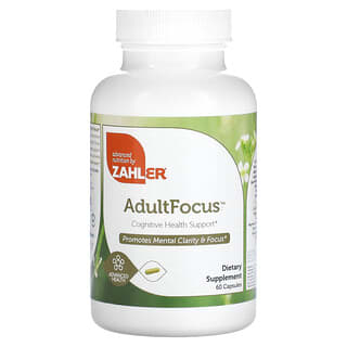 Zahler, AdultFocus, Refuerzo para la salud cognitiva y la concentración, 60 cápsulas