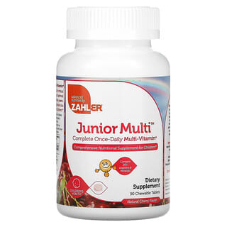Zahler, Junior Multi, Suplemento multivitamínico completo de una vez por día, Cereza natural, 90 comprimidos masticables