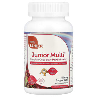 Zahler, Junior Multi, Suplemento multivitamínico completo de una vez por día, Cereza natural, 90 comprimidos masticables