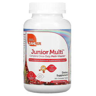 Zahler, Junior Multi, комплекс мультивітамінів для прийому один раз на день, натуральна вишня, 180 жувальних таблеток