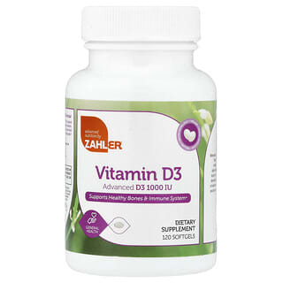 Zahler, Vitamín D3, Advanced D3 Formula, 25 mcg (1 000 IU), 120 mäkkých gélov