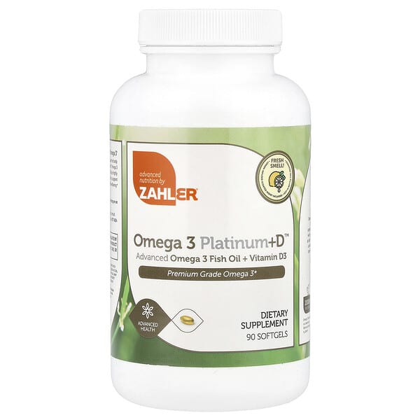 Zahler Omega 3 Platinum+D™, Advanced Omega 3 Fish Oil + Vitamin D3, 90 Softgels