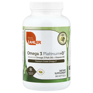 Zahler, Omega 3 Platinum+D™, Advanced Omega 3 Fish Oil + Vitamin D3, 180 Softgels