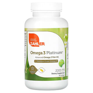 Zahler, Omega 3 Platinum, Formule avancée à base d'huile de poisson riche en oméga-3, 1000 mg, 90 capsules à enveloppe molle