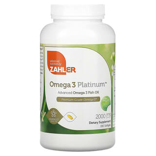 Zahler, Omega 3 Platinum, Óleo de Peixe Ômega 3 Avançado, 1.000 mg, 180 Cápsulas Softgel