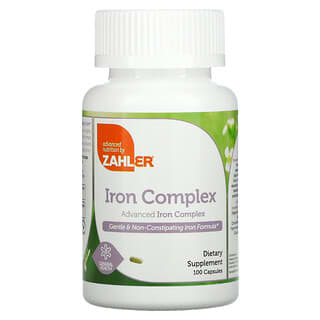 Zahler, Iron Complex, Gentle & Non-Constipating Iron Formula, 100 Capsules