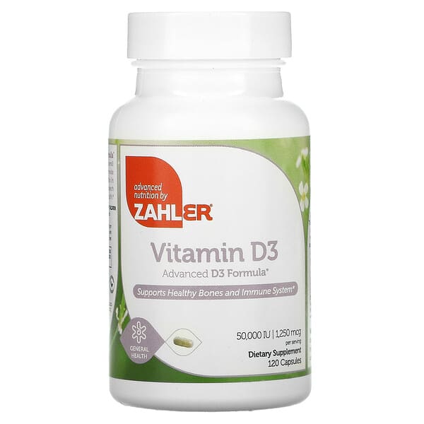Zahler, Vitamin D3, 1,250 mcg (50,000 IU), 120 Capsules