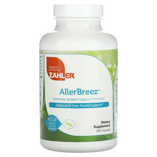 Zahler, AllergBreeze, Formule de soutien du système immunitaire, 180 capsules