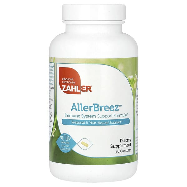 Zahler, AllerBreez, 면역계 지원 포뮬라, 캡슐 90정